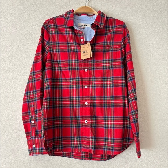 Mini Boden Red Plaid Button Down Shirt - Picture 1 of 5